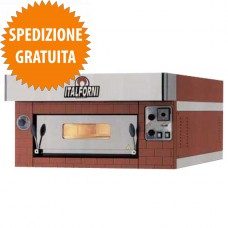 Forno Pizzeria a Gas Componibile 1 Camera con Frontale Rustico Piano in Refrattario per 4 Pizze